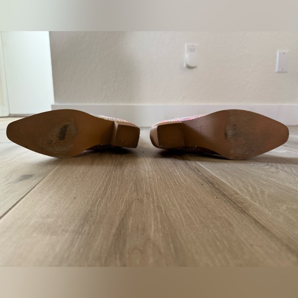 Sparks Country Western Cowgirl Knee Boots Dazzleing Iridescent Rhinestones Pink - Picture 9 of 13